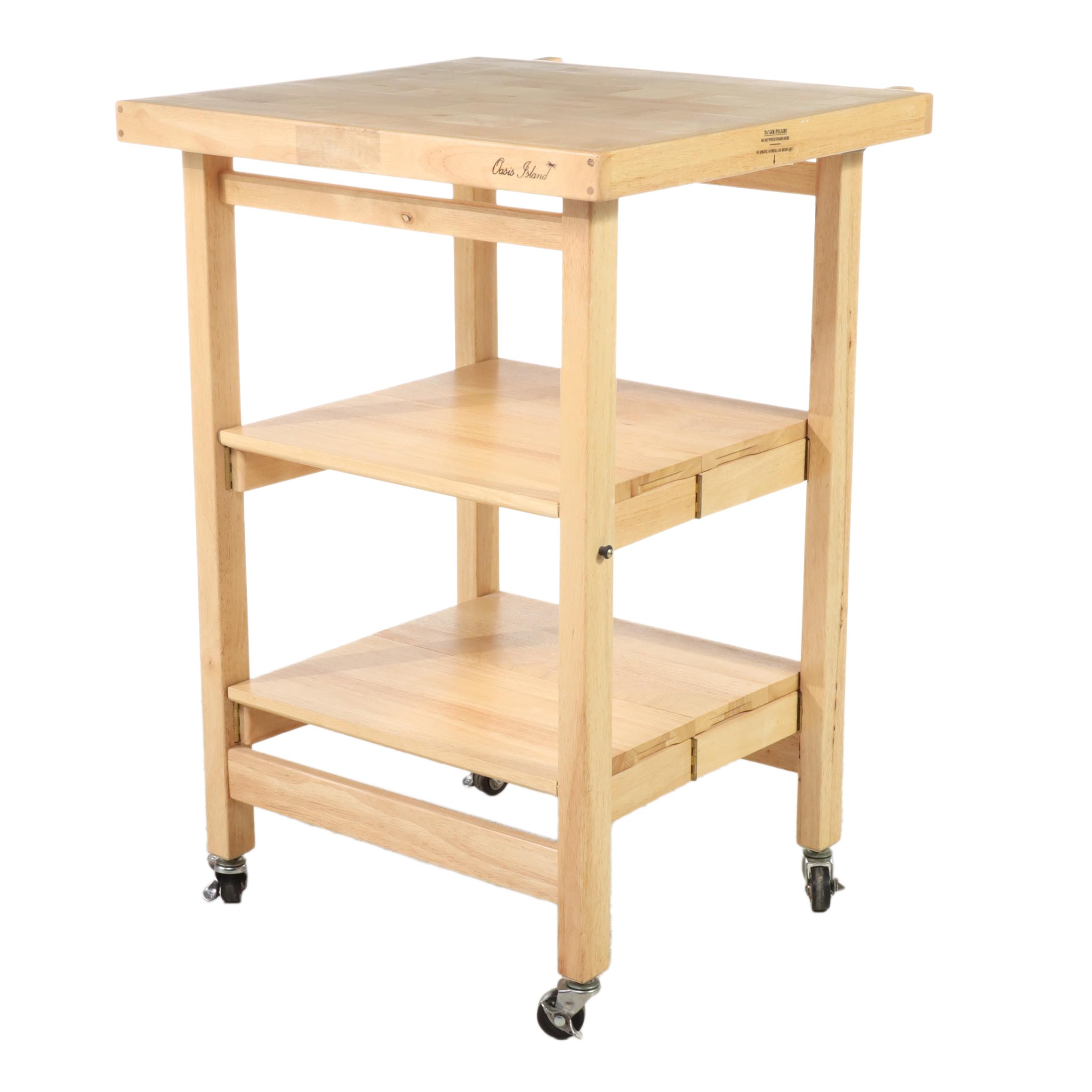 Oasis Island Folding Rubberwood Kitchen Cart EBTH
