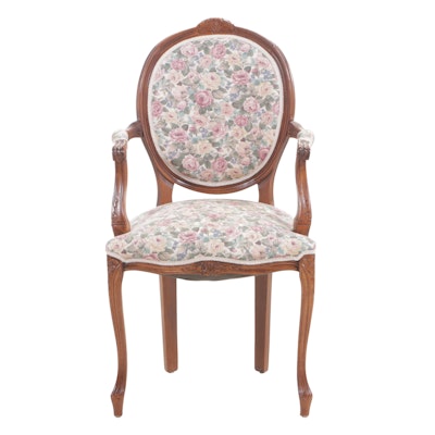 Rococo Revival Hardwood and Upholstered Armchair