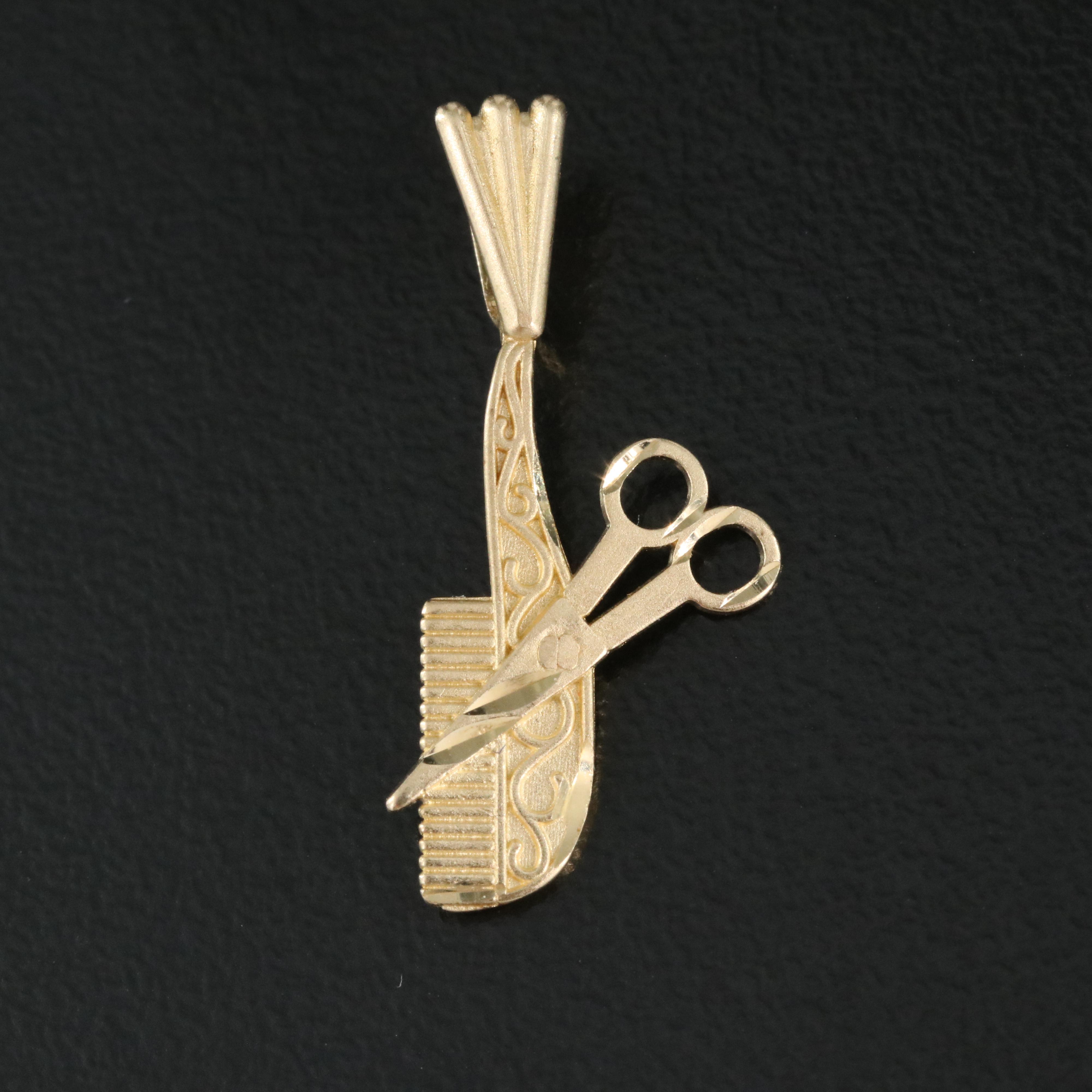 14K Comb with Scissor Pendant EBTH