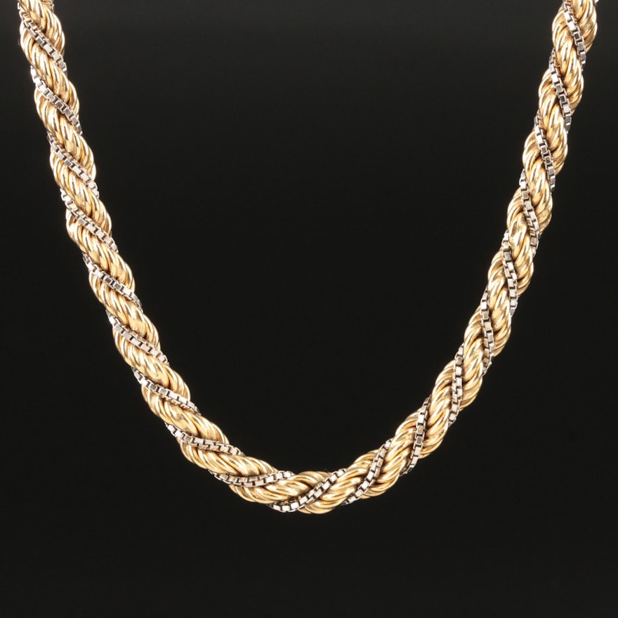 18K Rope and Box Chain Necklace