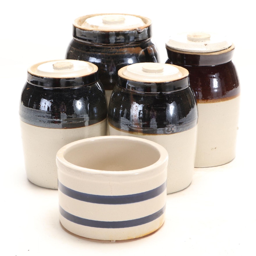Robinson Ransbottom Pottery Co. Butter Crock and Other Crocks, 20th Century