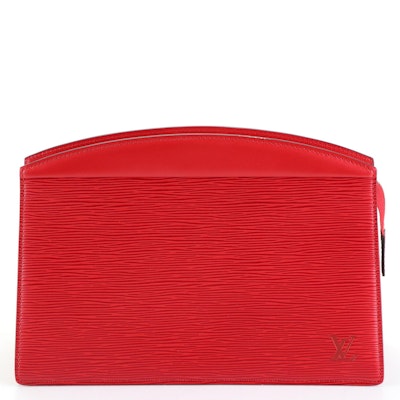 Louis Vuitton Crete Trousse Clutch in Red Epi and Smooth Leather