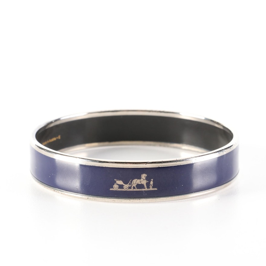 Hermès Blue Enamel Bangle Bracelet