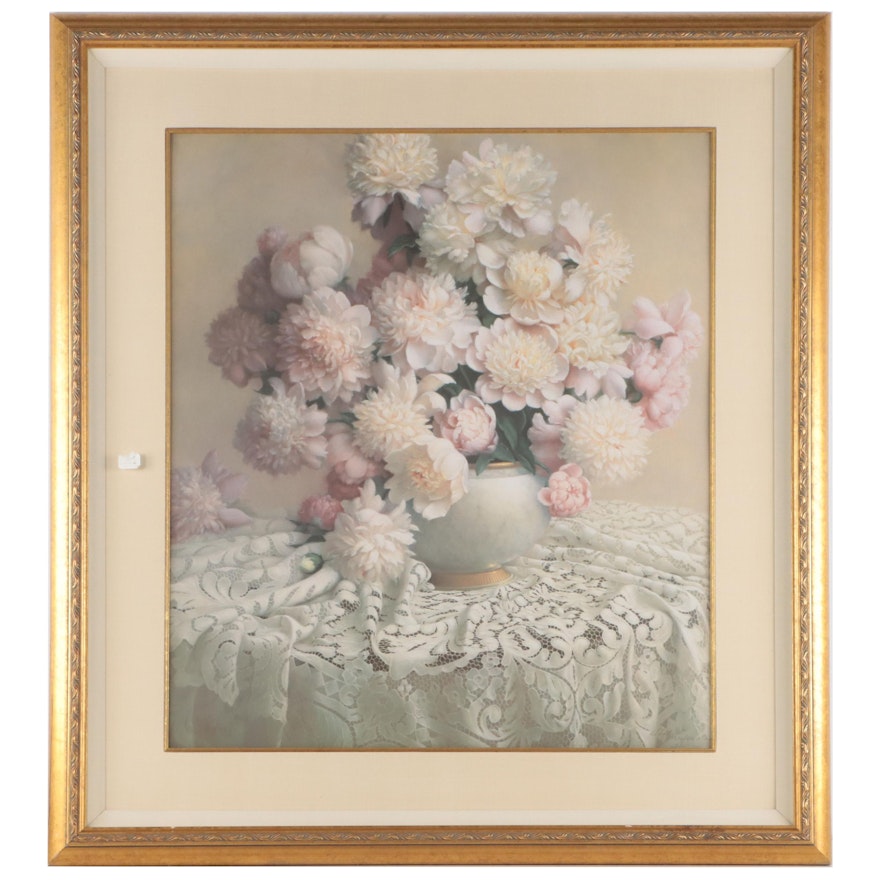 Gary Hoff Offset Lithograph "Peonies and Lace"