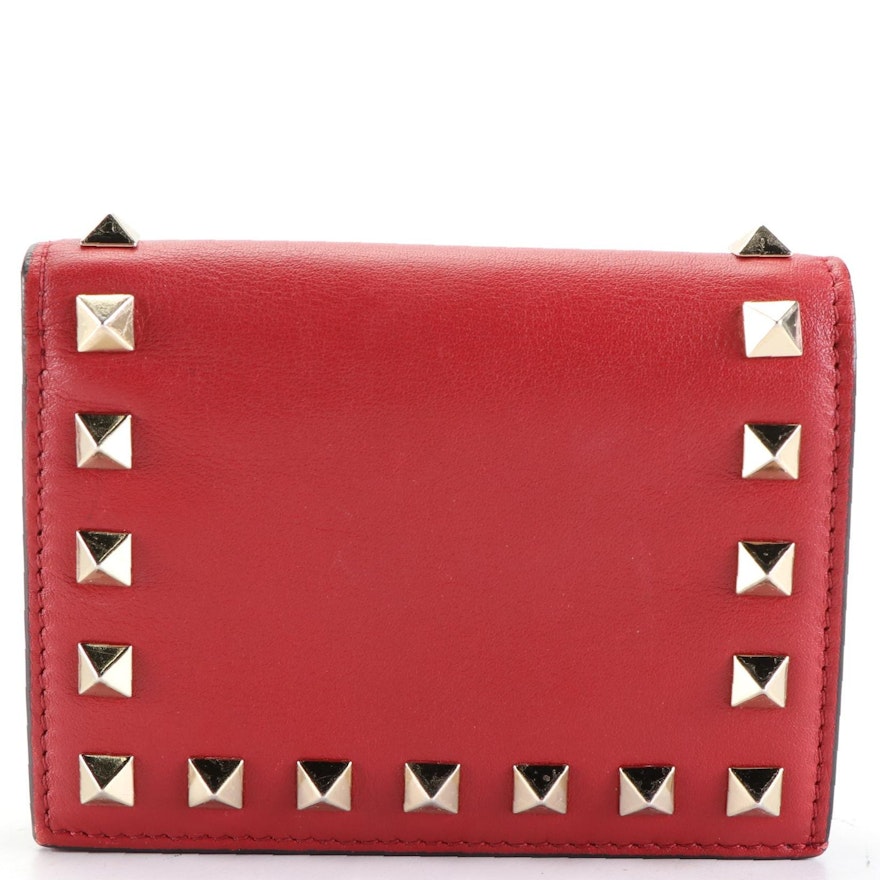 Valentino Rockstud Leather Compact Wallet