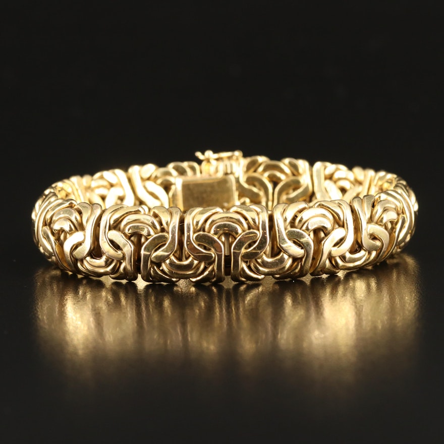Italian 14K Domed Byzantine Chain Bracelet