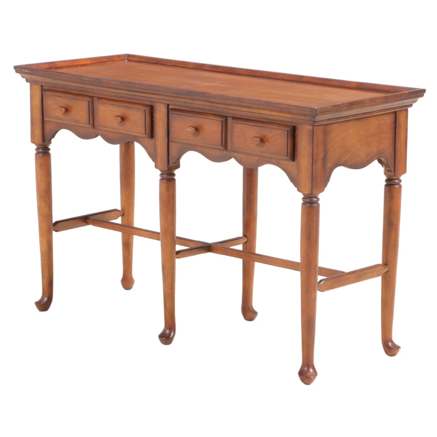 Klaussner Queen Anne Style Tray-Top Console Table with Inlaid Four-Point Star