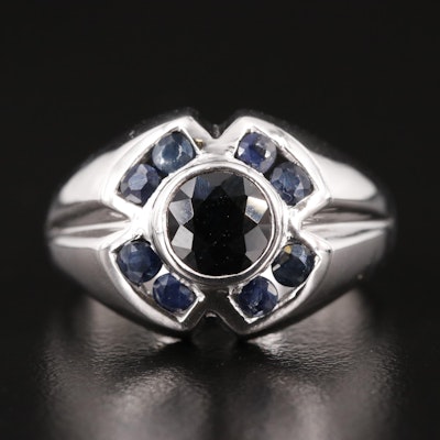 Sterling Sapphire Flower Ring