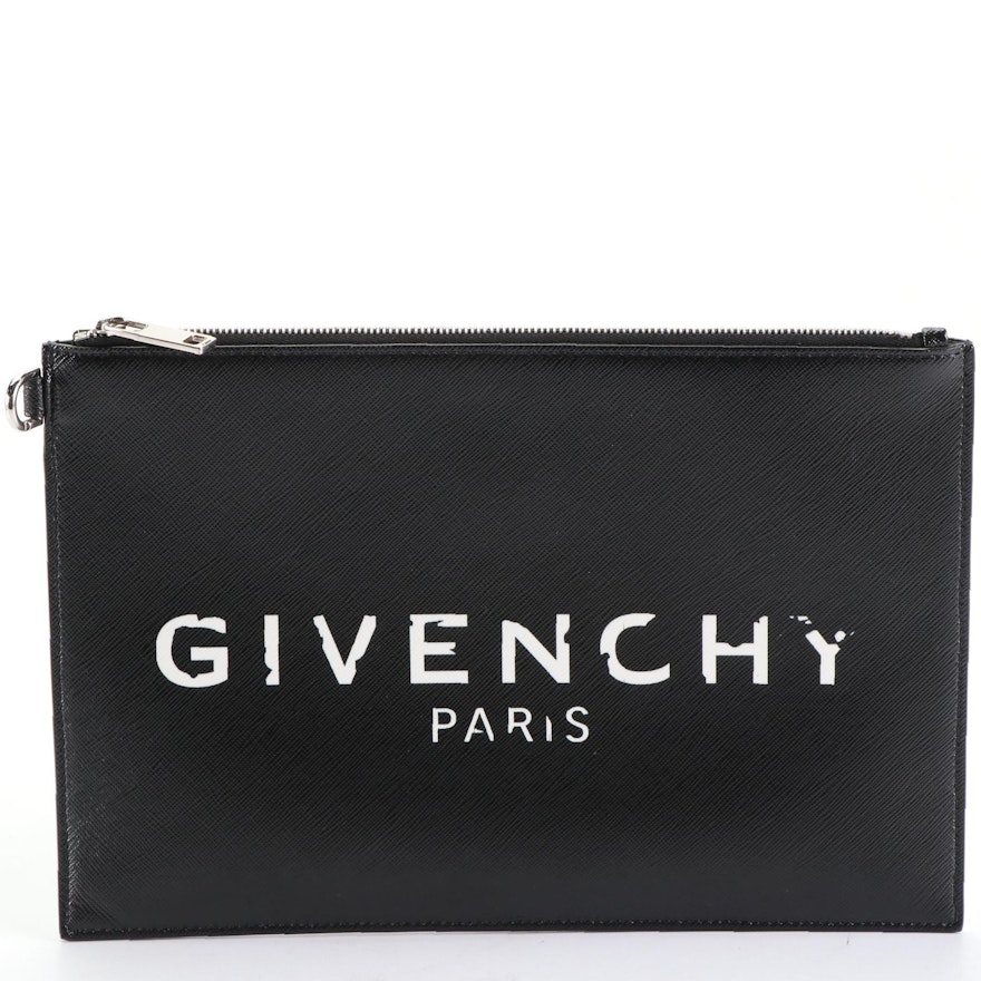 Givenchy Logo Print Flat Zipper Pouch with Dust Bag and Box