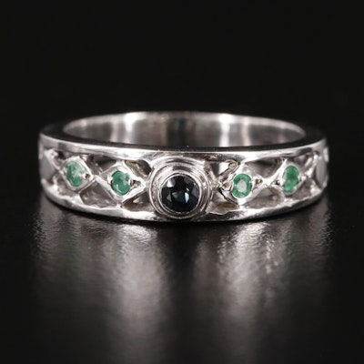 Sterling Sapphire and Emerald Band