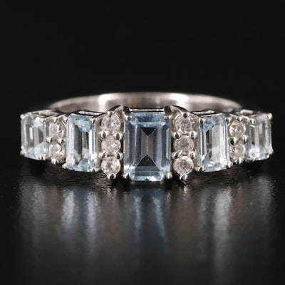 Sterling Blue and White Topaz Band