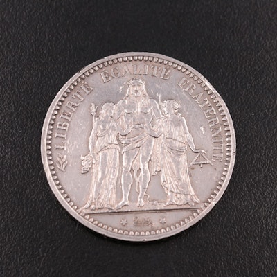 1873-A France Five Franc Silver Coin