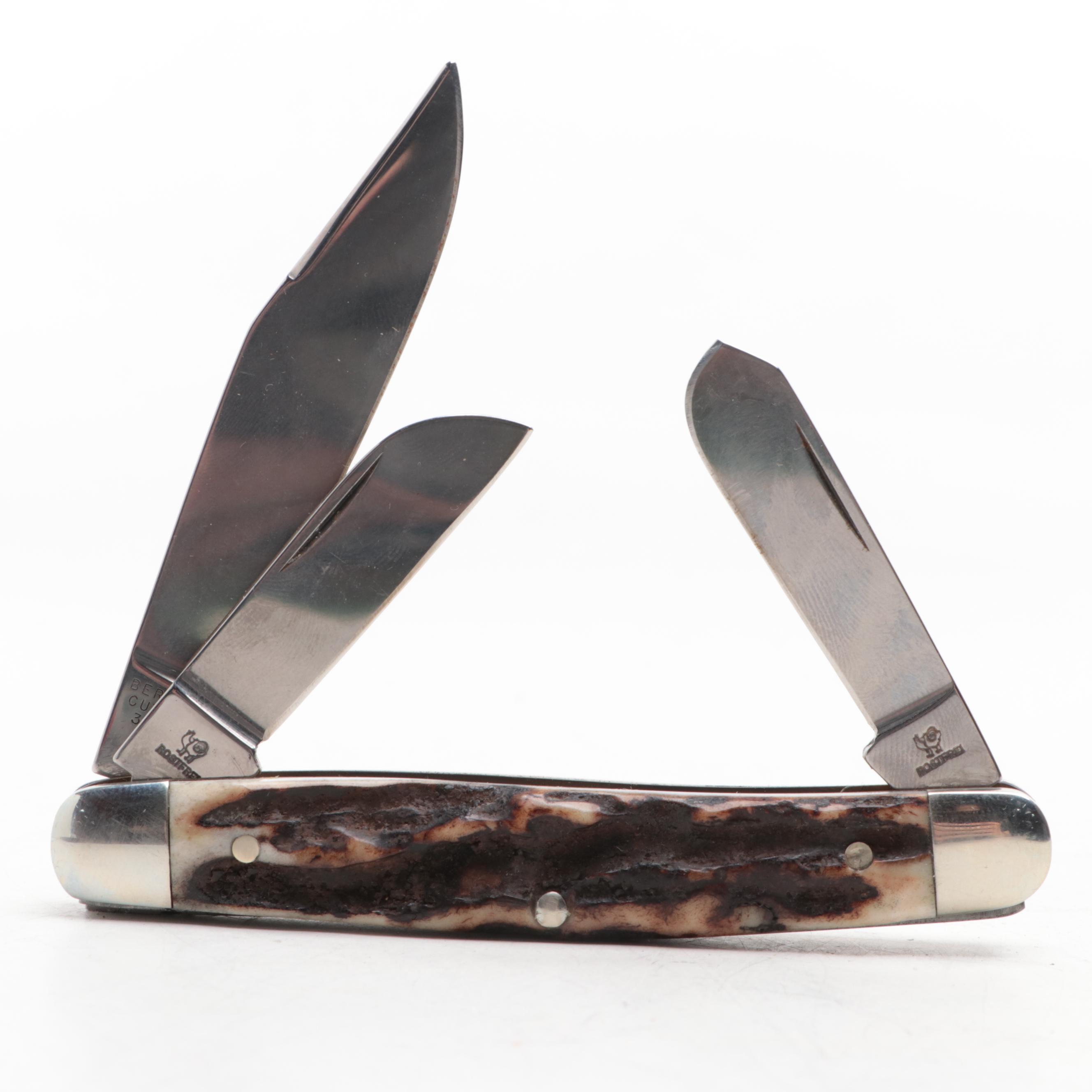 Hen & Rooster 160th Anniversary Bone Handled Folding Knife, 2005 EBTH