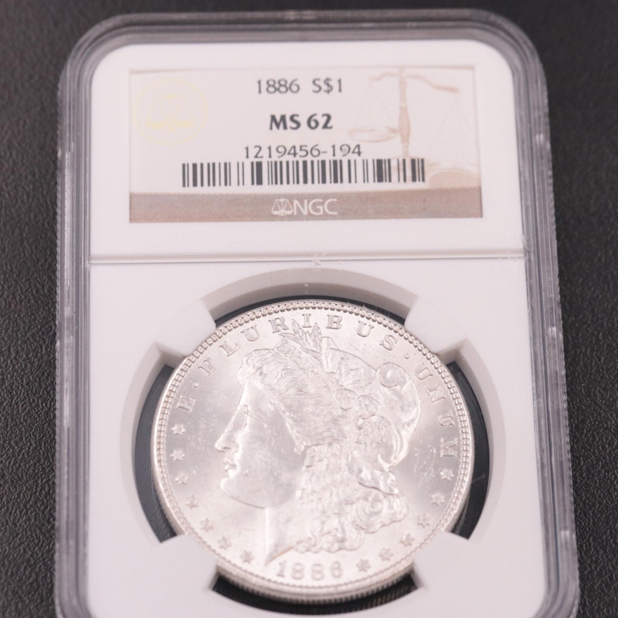 NGC MS62 1886 Morgan Silver Dollar