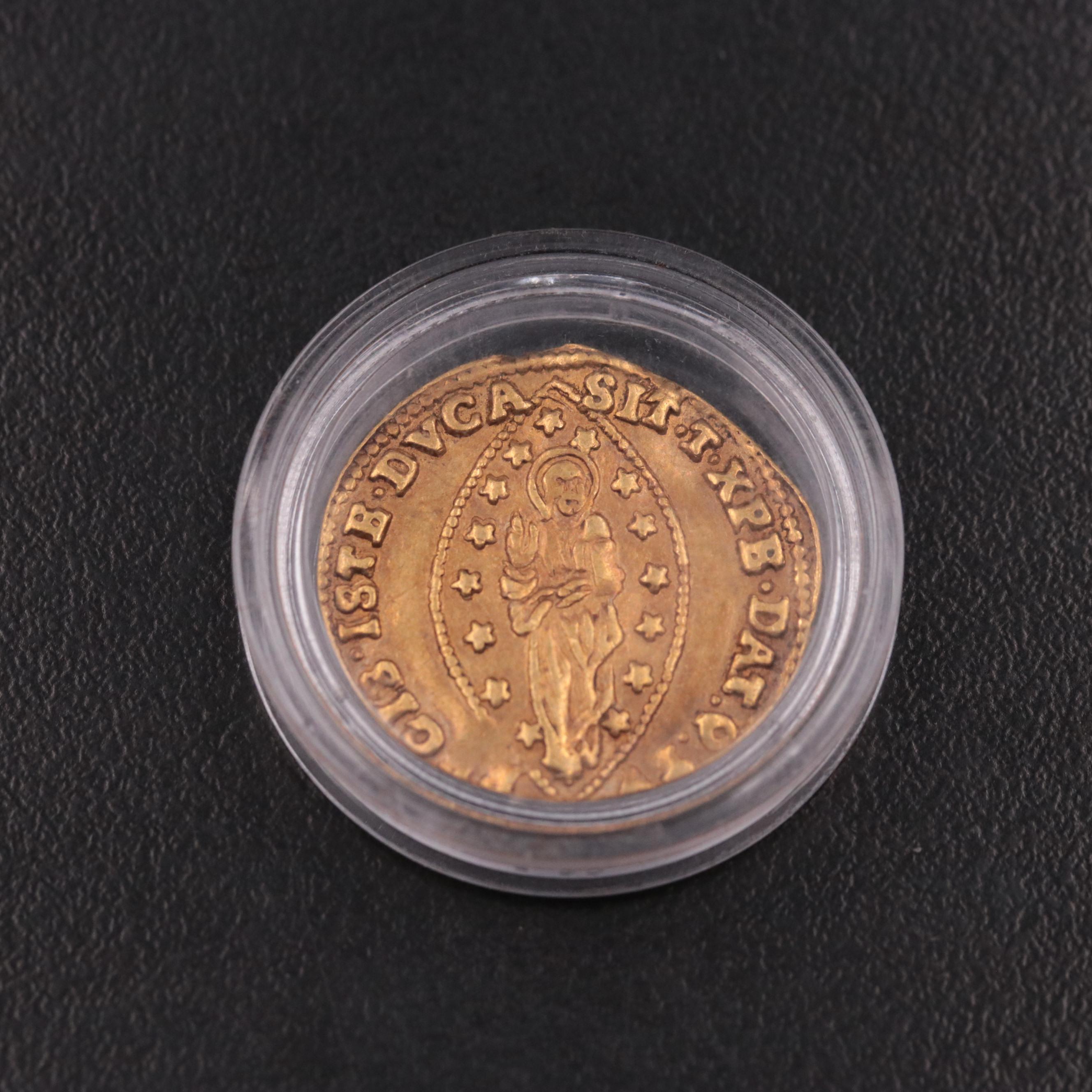 Italian States (Republic of Venice) Gold Ducat Coin of Andrea Dandolo ...