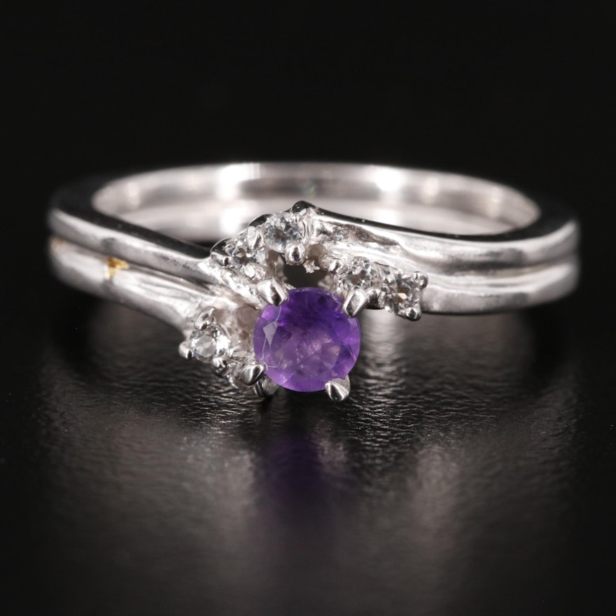 Sterling Amethyst and White Topaz Ring