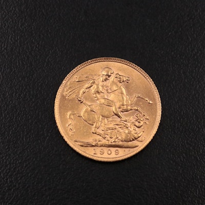 1909 British Gold Sovereign Coin