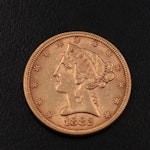 1882 Liberty Head $5 Gold Half Eagle