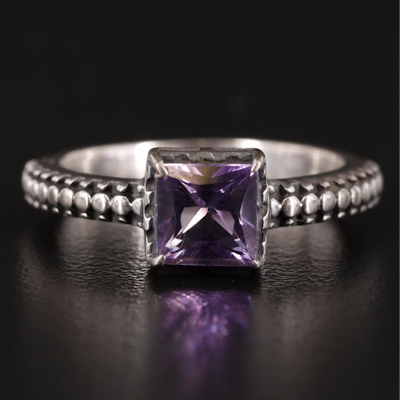 Sterling Square Amethyst Ring