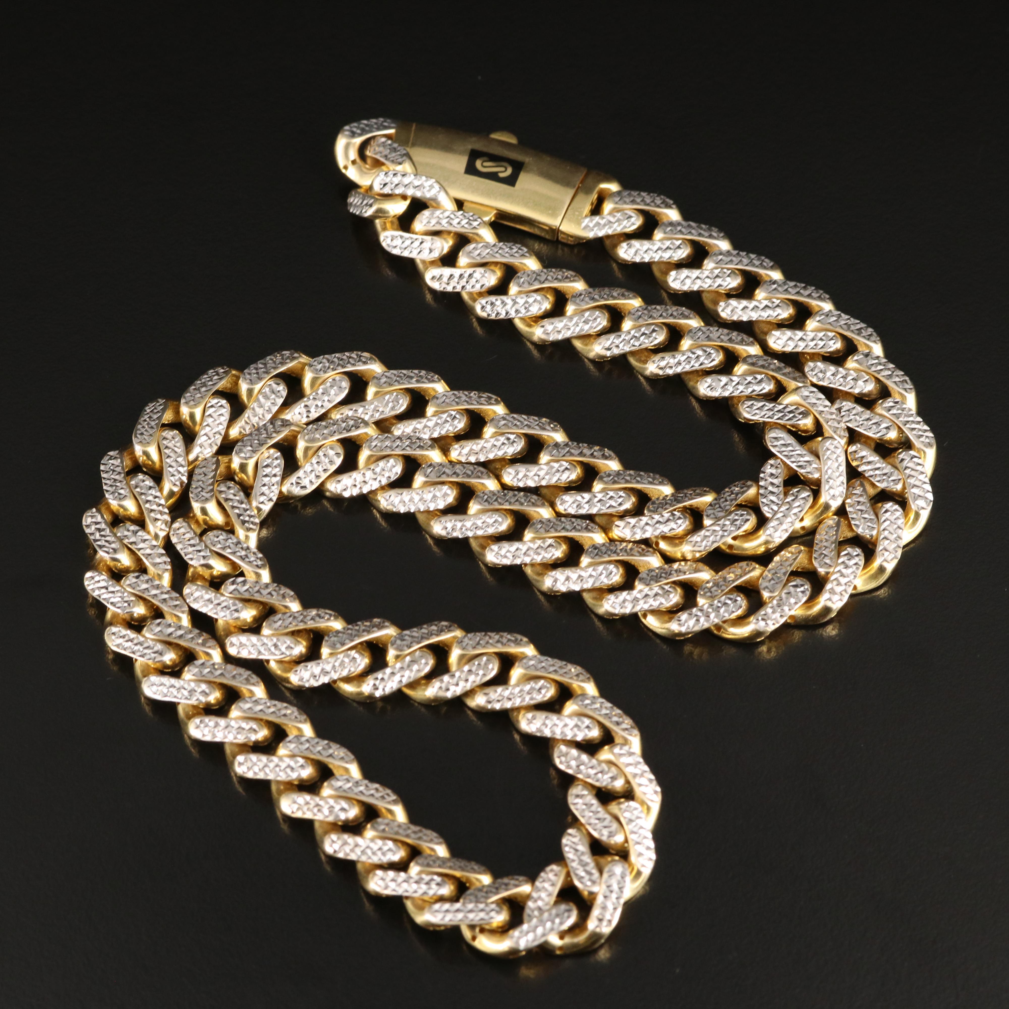 Oro Monaco 10K Curb Chain Necklace with Diamond Cut Finish EBTH