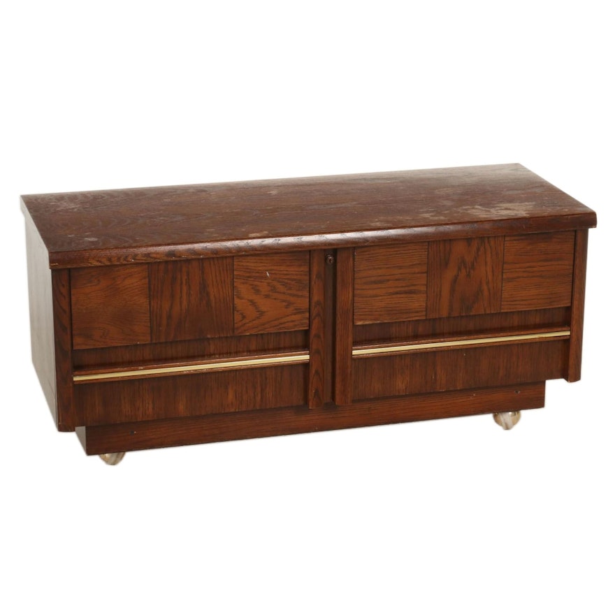 Lane "Aroma-Tite" Oak and Cedar-Lined Blanket Chest on Casters, 1970s