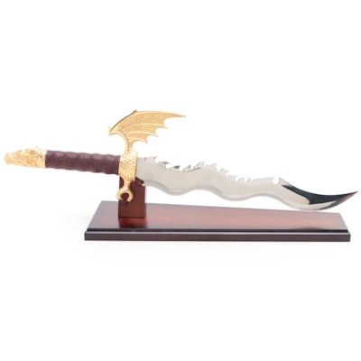 Japanese Style Flying Dragon Decorative Dagger with Display Stand