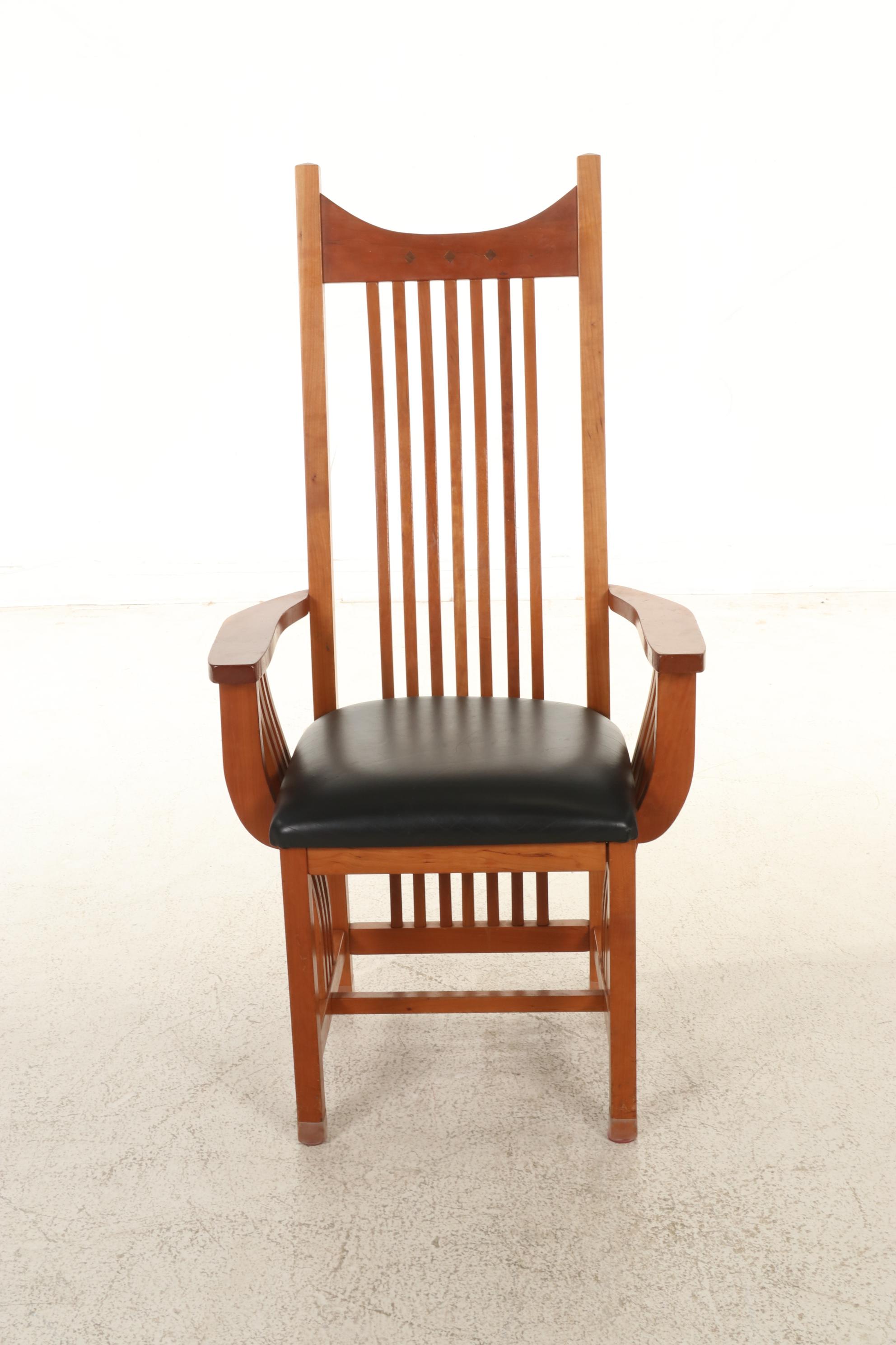 Pair of Mission Style Cherrywood Armchairs | EBTH