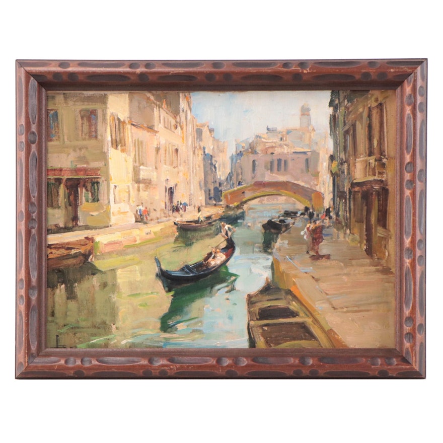 Oil Painting of Venetian Canal Scene