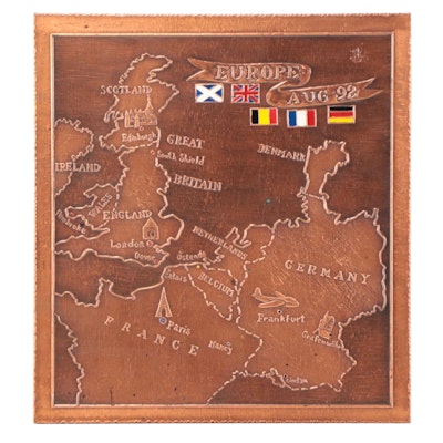 Copper Embossed Map of Europe