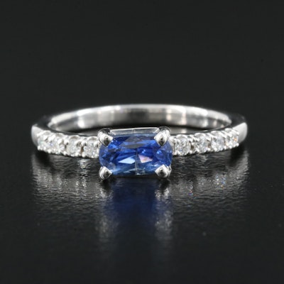 14K Sapphire and Lab Grown Diamond Ring
