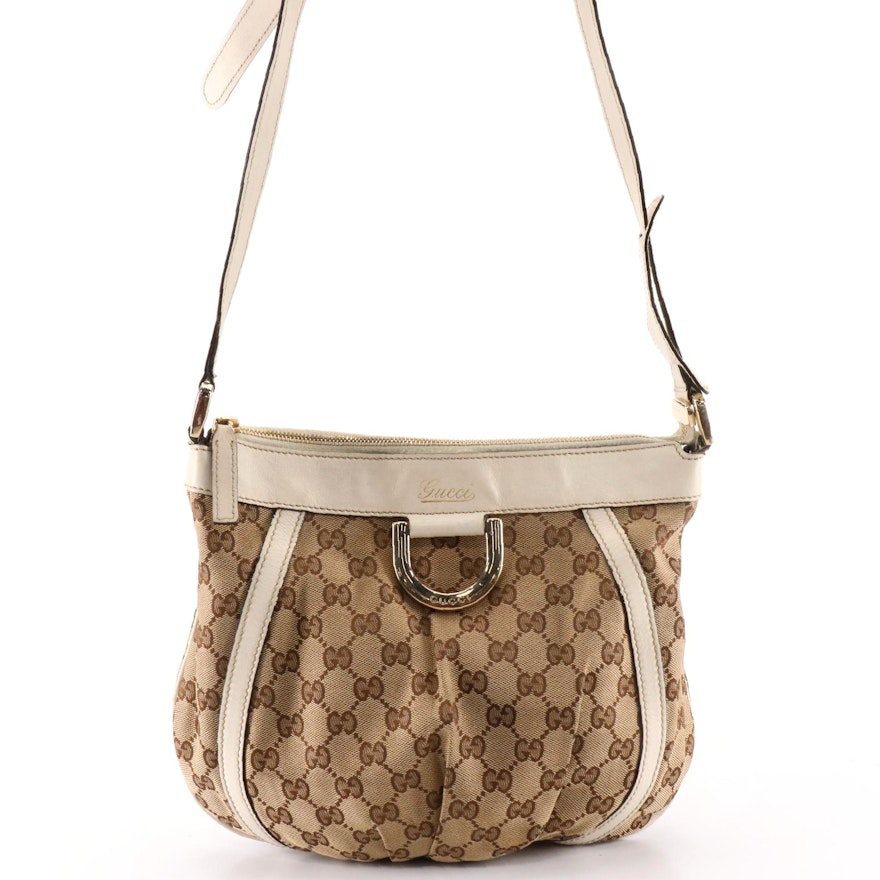 Gucci Abbey D-Ring Crossbody Bag in GG Canvas and Leather Trim