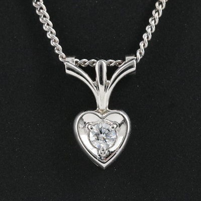 Jabel 18K 0.10 CT Diamond Heart Pendant on Jabel 14K Chain