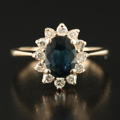 14K 1.17 CT Sapphire and Diamond Ring