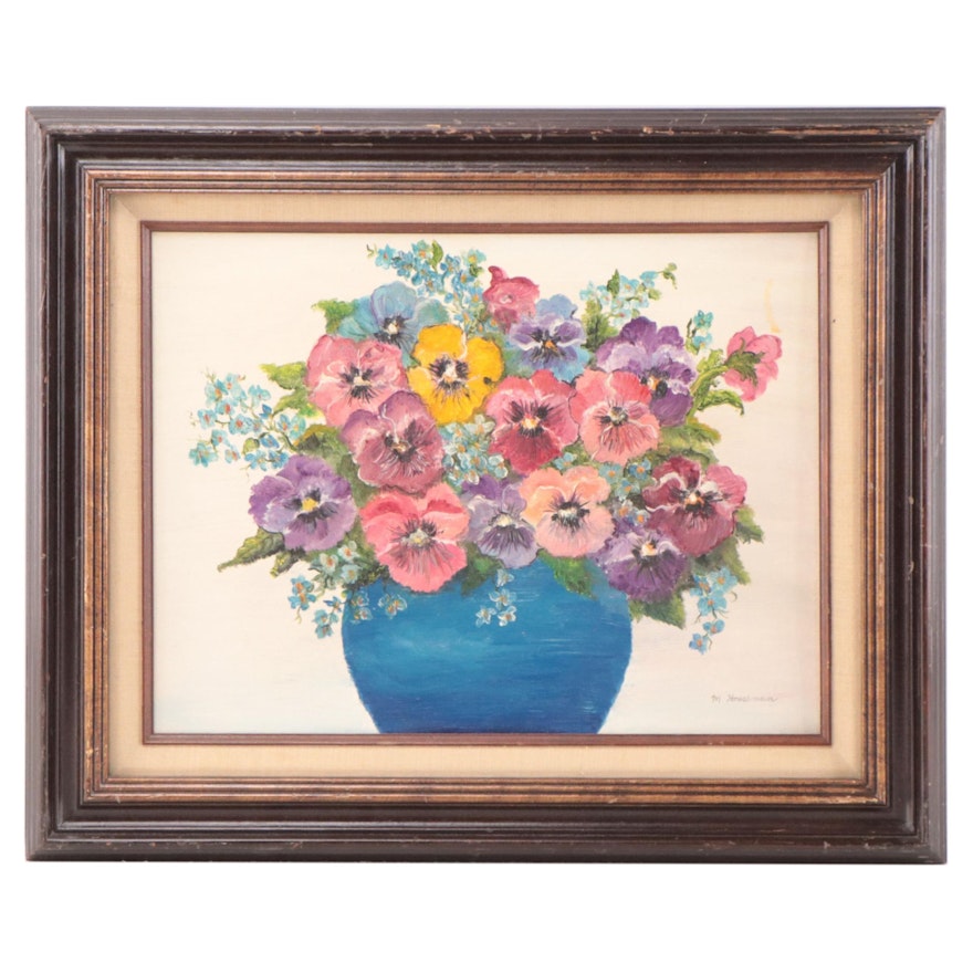 Maxine Houseman Oil Painting "Pansies In Bloom"