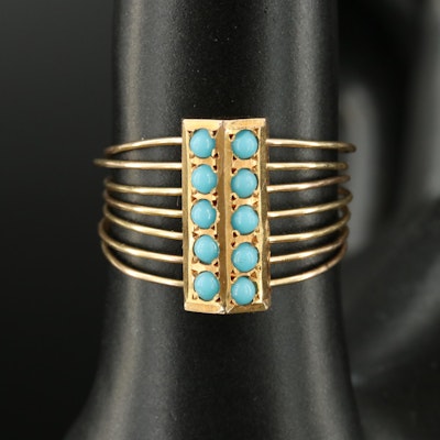 14K Faux Turquoise Seven Days Blessings Ring