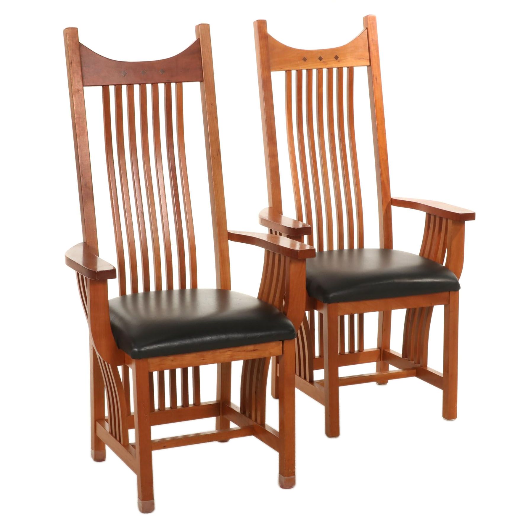 Pair of Mission Style Cherrywood Armchairs EBTH