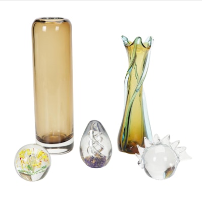 Blown Art Glass Vases and Paperweights