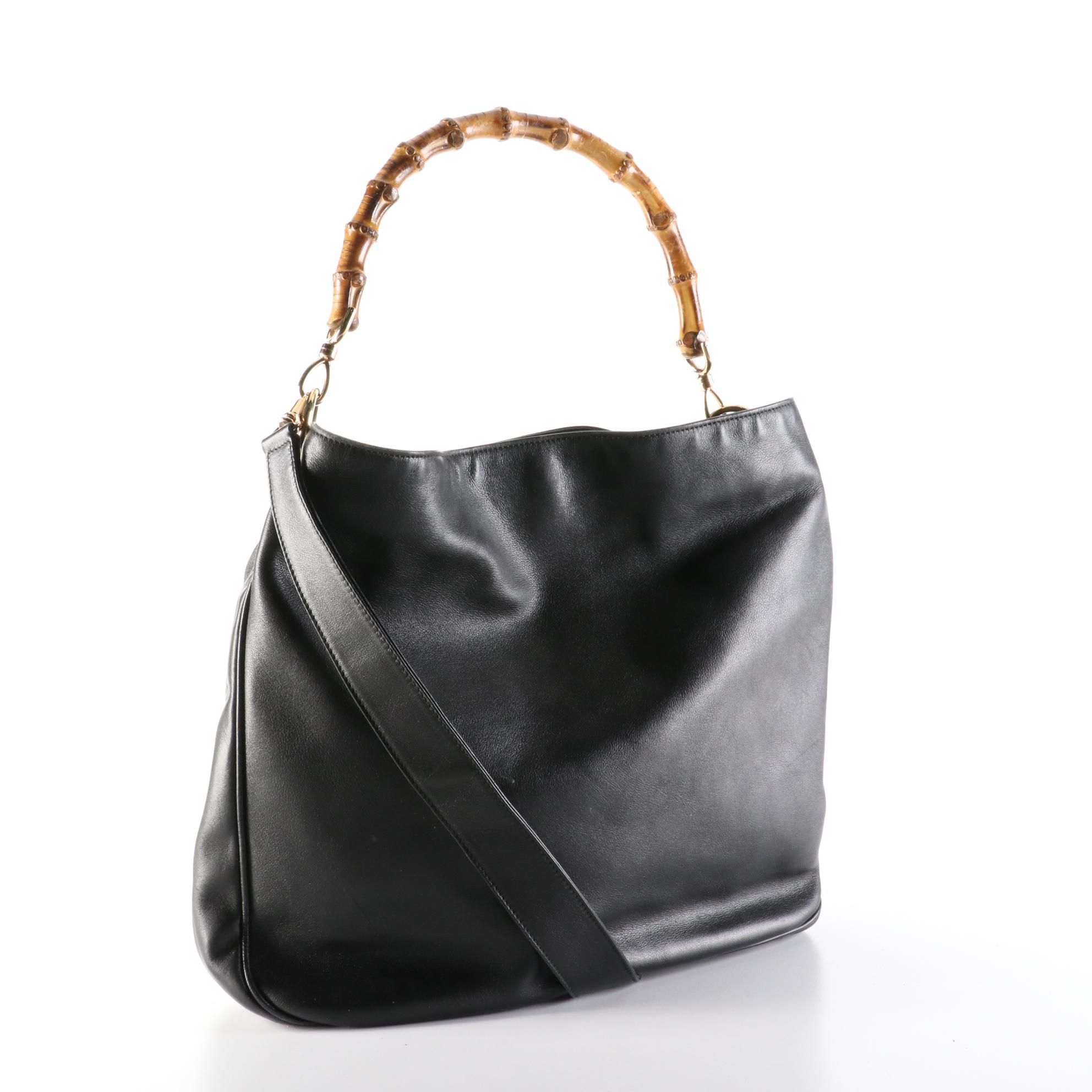 Gucci Bamboo Leather Shoulder Bag with Shoulder Strap EBTH