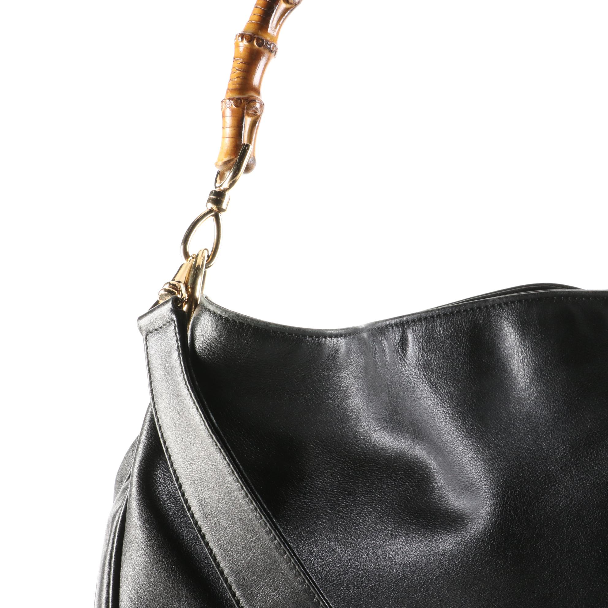 Gucci Bamboo Leather Shoulder Bag with Shoulder Strap EBTH