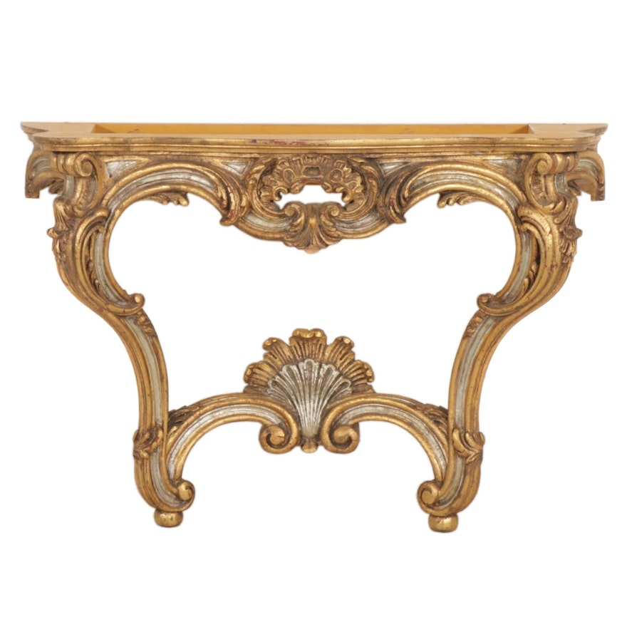 Spanish Rococo Style Giltwood Console Table Base, Late 20th Century