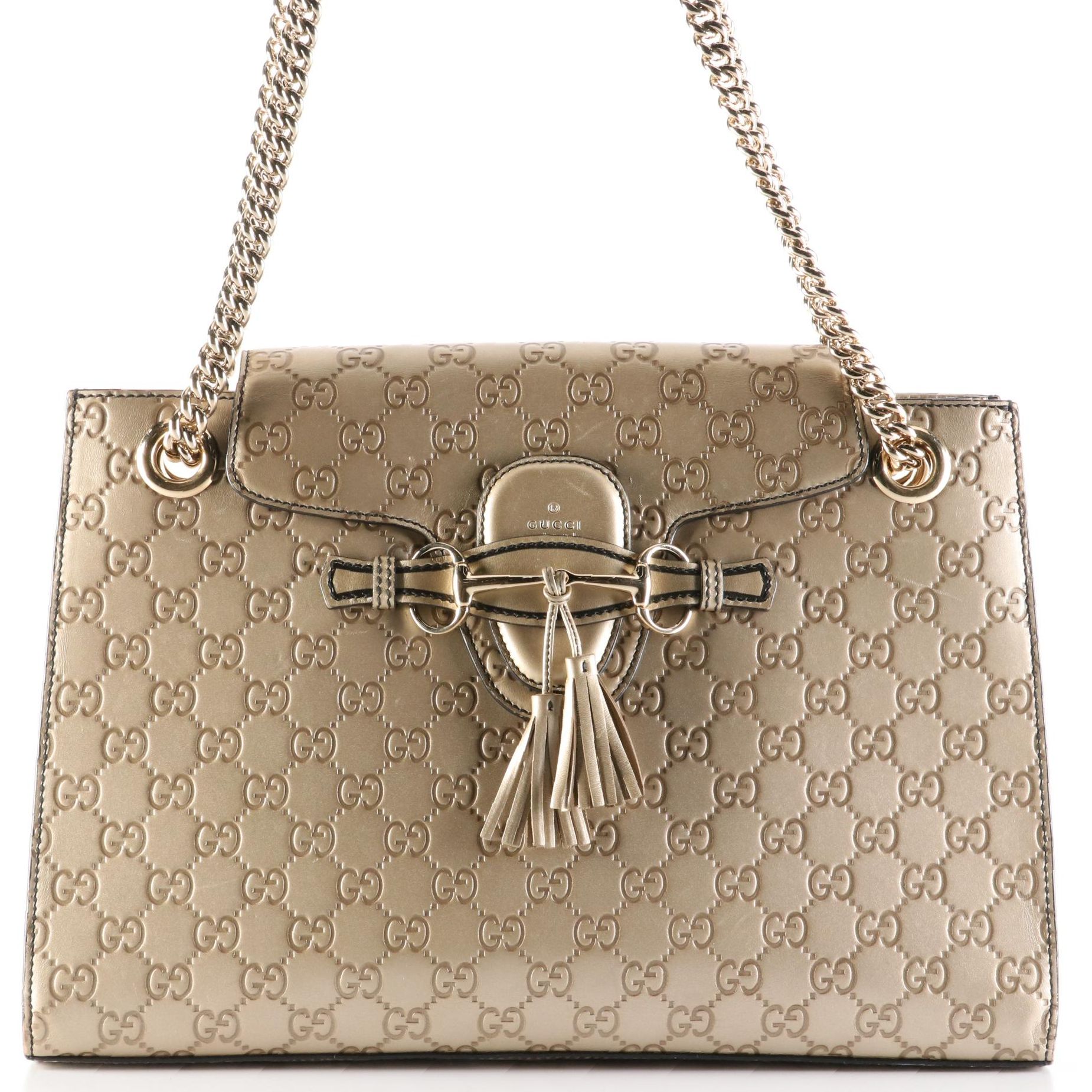 Gucci Emily Shoulder Bag with Tassels in Metallic Guccissima Leather EBTH