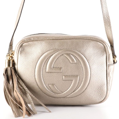 Gucci Soho Disco Crossbody with Tassel in Metallic Grained Leather