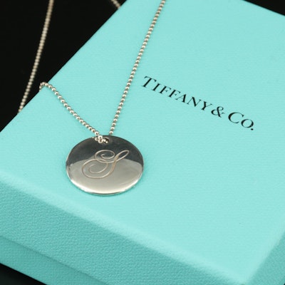 Tiffany & Co. Notes Alphabet Disc Charm Pendant Necklace