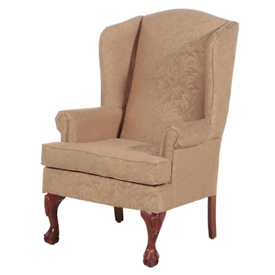 Heritage House Chippendale Style Custom-Upholstered Wingback Armchair