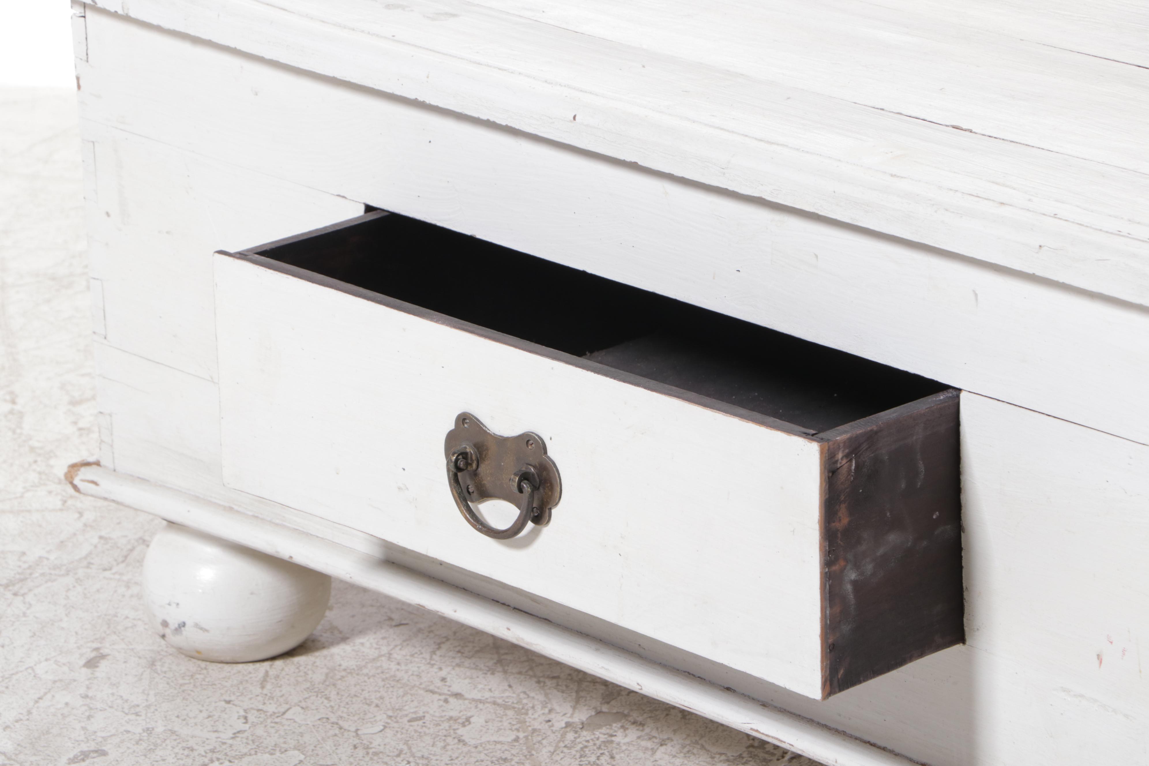 WhitePainted Wooden Coffee Table EBTH