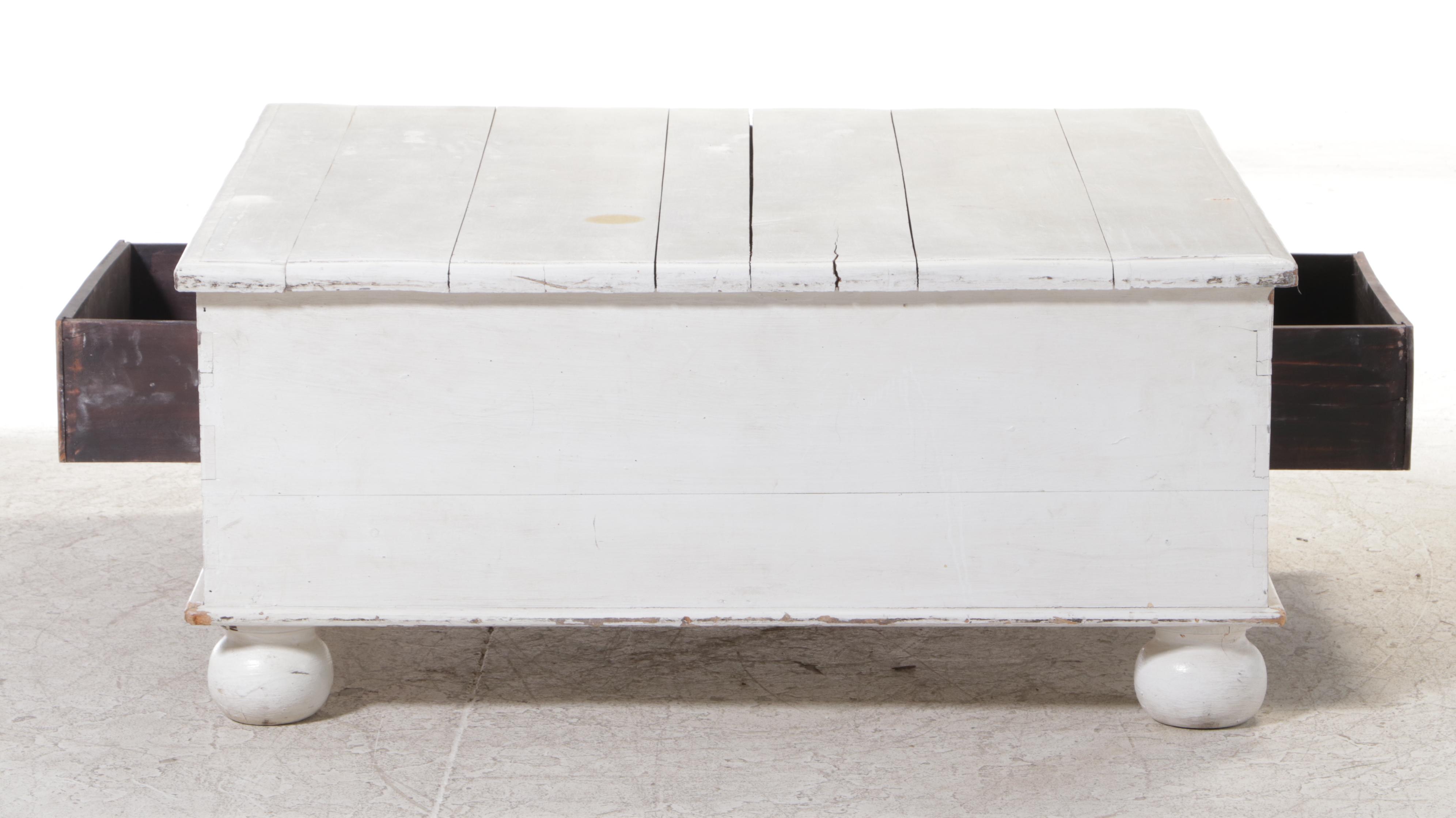 WhitePainted Wooden Coffee Table EBTH