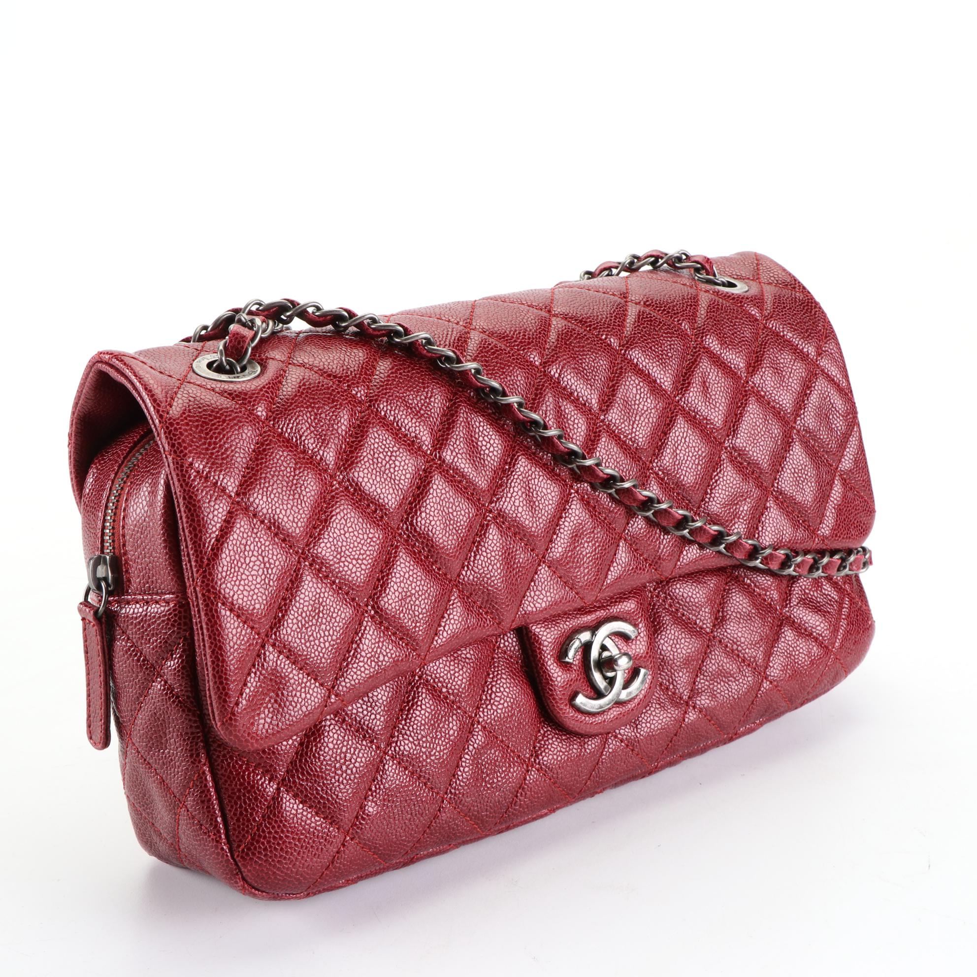 Chanel Easy Flap Quilted Caviar Leather Shoulder Bag EBTH
