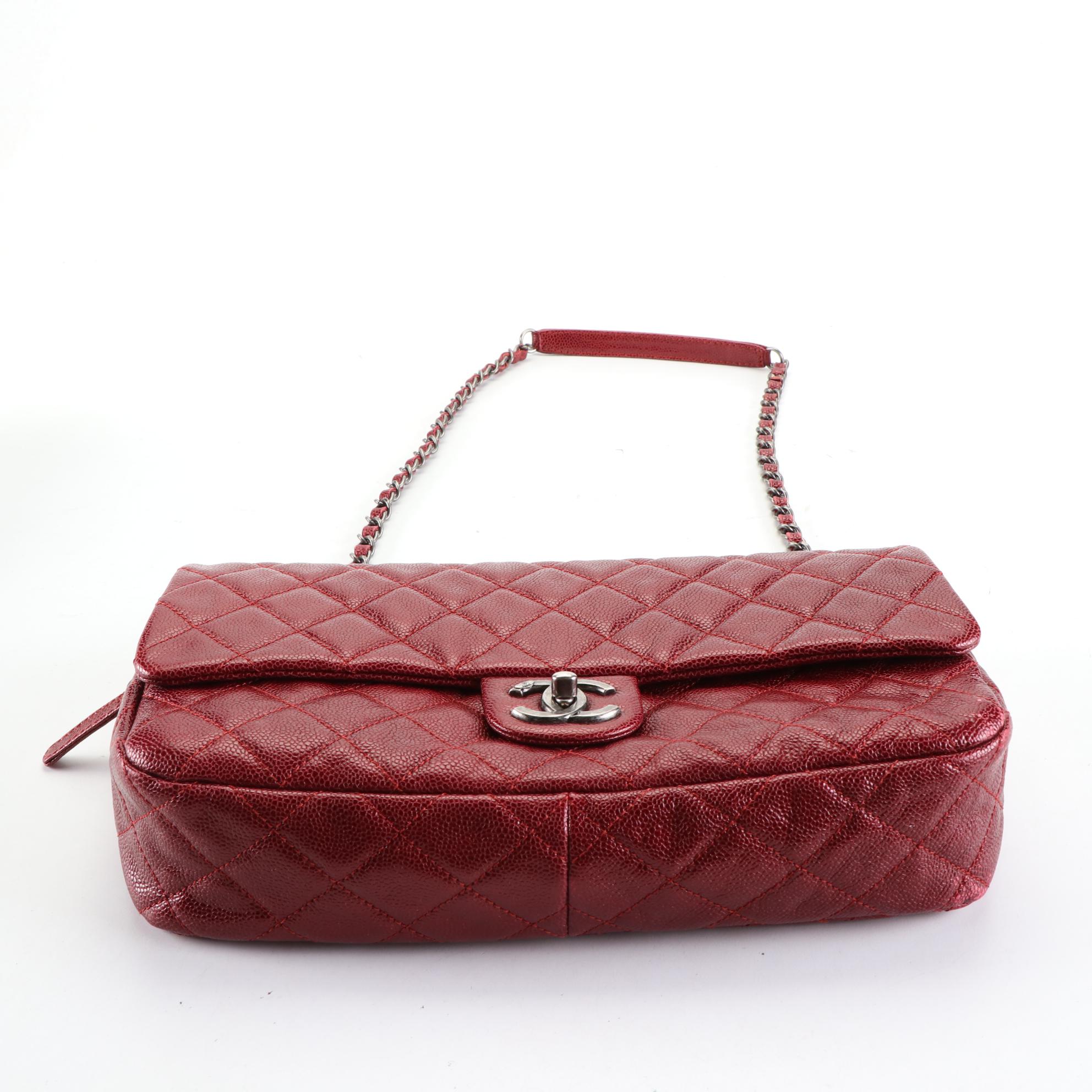 Chanel Easy Flap Quilted Caviar Leather Shoulder Bag EBTH