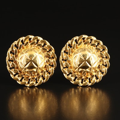 Chanel Quilted Chain Button Earrings