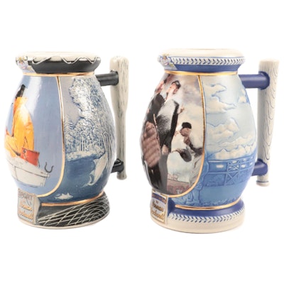 Miller Brewing Co. Norman Rockwell Ceramic Beer Steins